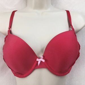 Victorias Secret 32DD Coral Pink Demi Lace Hearts Bra Underwire Lace